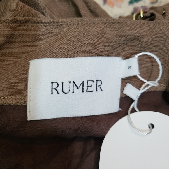 NWT RUMER Dress Linen Blend Size Small The Mecca Midi in Mocha Cinched Sides - Picture 7 of 14